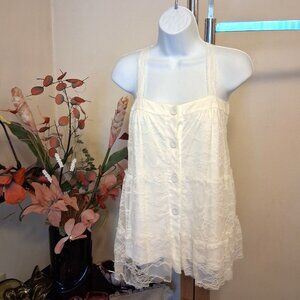 NWOT Kensie Lace Design White Lined Camisole Top Sleeveless Summer Tops 8